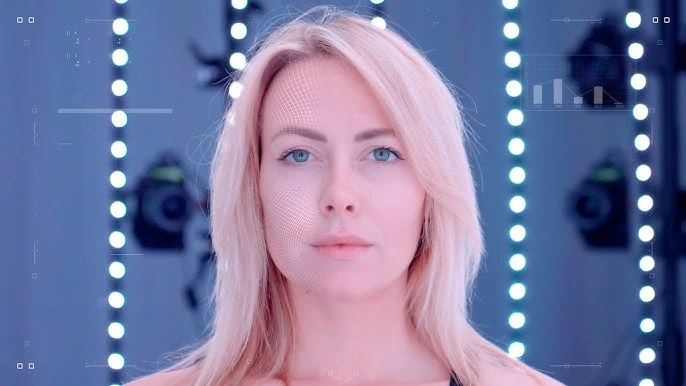 A woman in a 3d scanning system to perform an efficacy test of a cosmetic